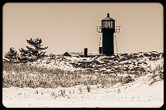 Monomoy Light Surrounded By Sand Dunes - Sepia Tone